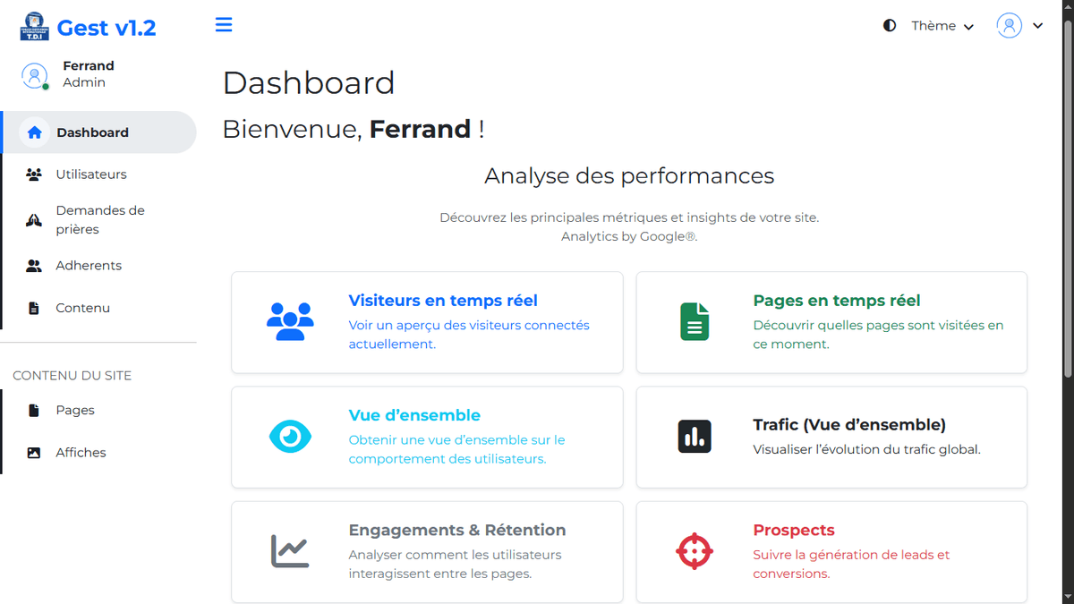 Aperçu du projet Gest Dev