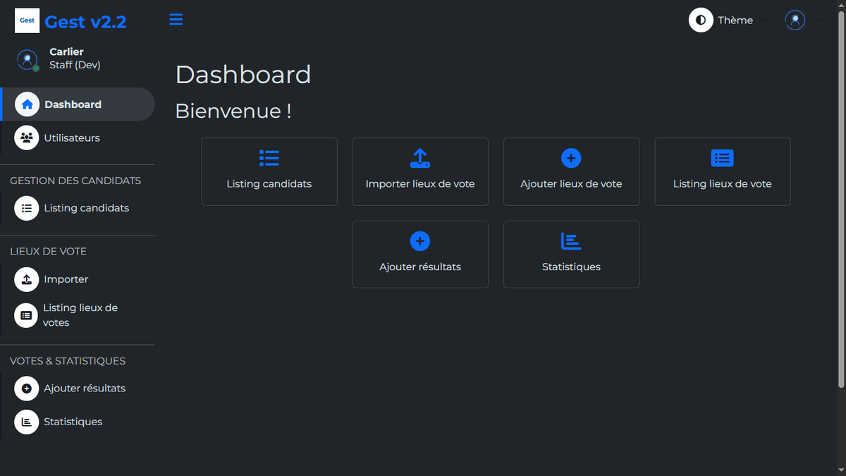 Aperçu du projet Gest Vote